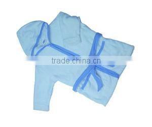 Leisure terry cotton sky blue baby hooded bathrobe