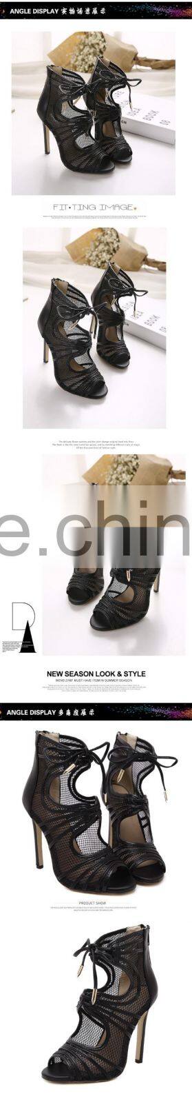 Wholesale Woman High Heel Sandals,Black Lace Up Sandals