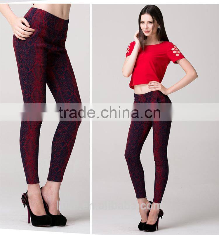 snake skin pattern embroideried casual ladies sweat pants