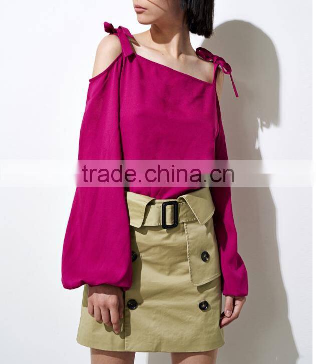 2017 Newest Summer Elegant Style Plain Cold Shoulder Blouse