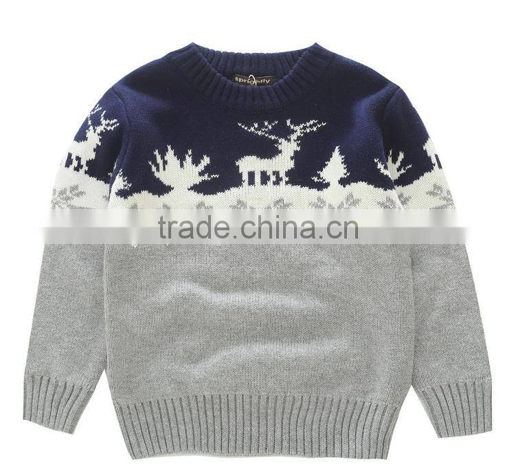 Wholesale Kids Knitted Sweater Boys Little Deer Pattern Sweater Pullover