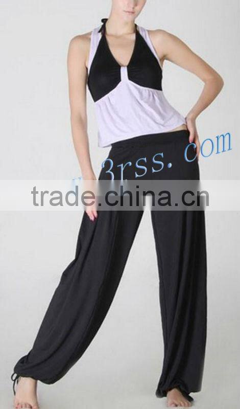 V neck tee wide leg pant custom yoga sport wear women