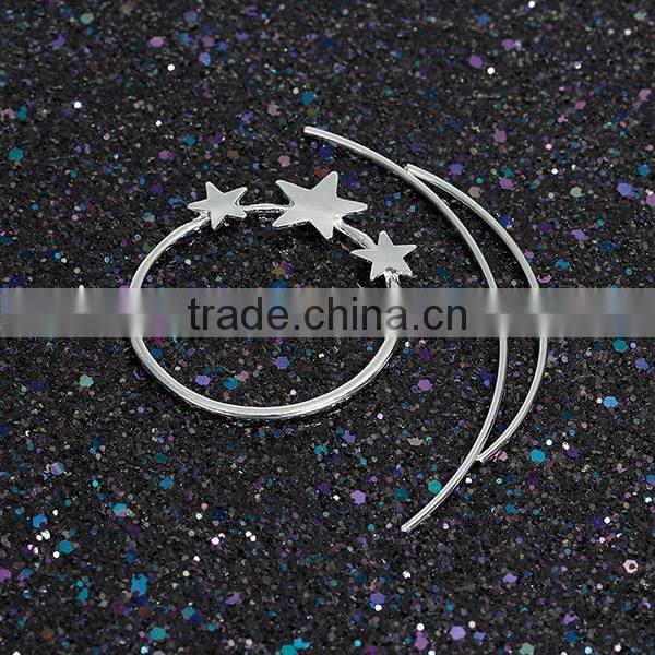 Wholesale Zinc Based Alloy Circle Ring Silver Tone Pentagram Star Wedding Hairpins