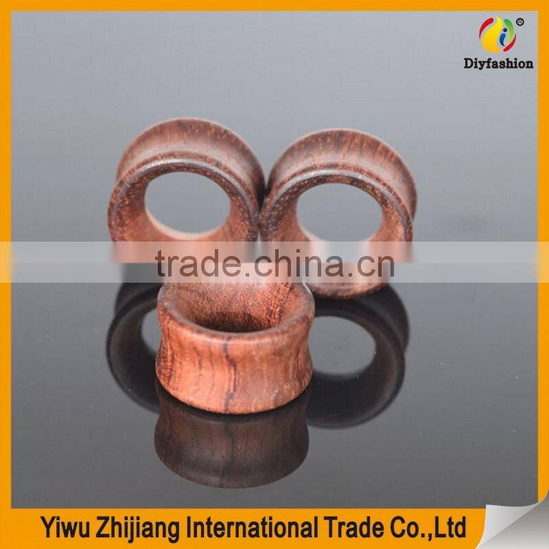 Longbeauty Pair Vintage Brown Natural Wood Hollow Tunnels Ear Plugs Stretcher Gauges