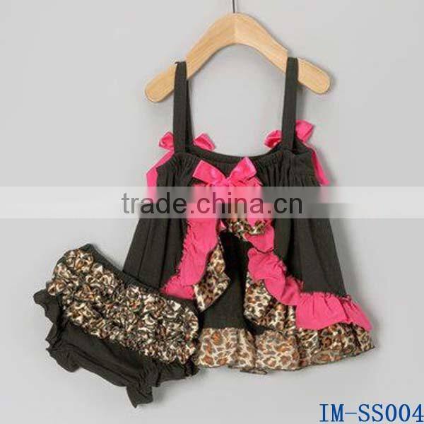 Hot Sale Infant Two Pieces Clothing Sets Cute Newborn Baby Cotton Swing Top Bloomer Sets for Girls IM-SS004