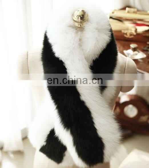 Luxurious White Black Fox Fur Scarf Fashion Fox Fur Shawl From China