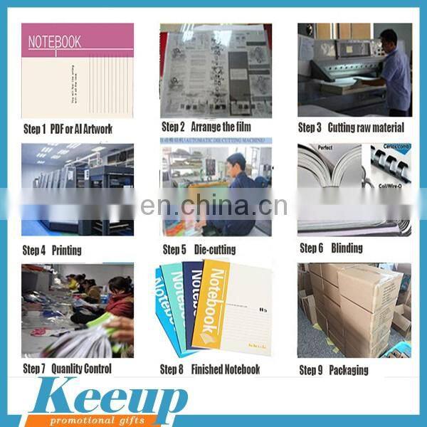 Printed hard paper cover promotional notebook with spiral bound