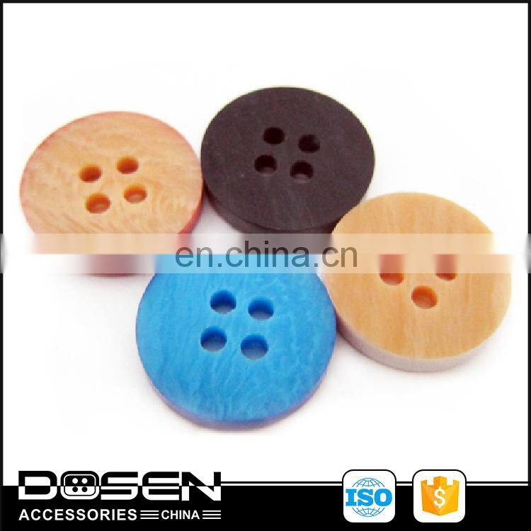 Colorful Dipped Shape Wooden Pattern Four Holes Button Garment Shirt Sewing Button Eyes Button For Coat Blazers Dress Kids Wear