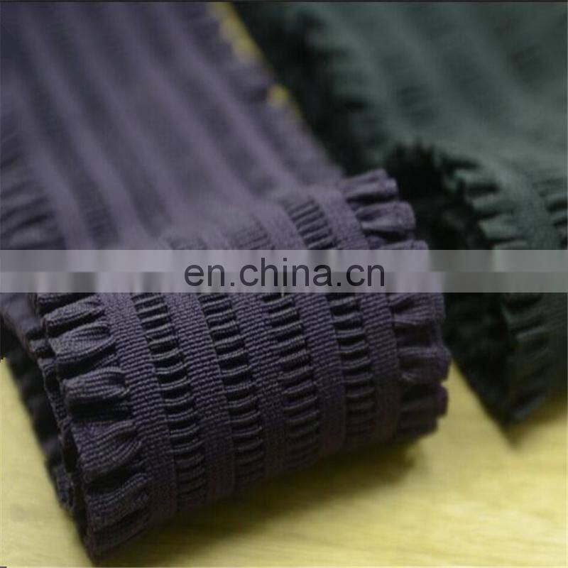 Fabric Elastic Ruffles Ribbon Band,Black White ruffle elastic tape