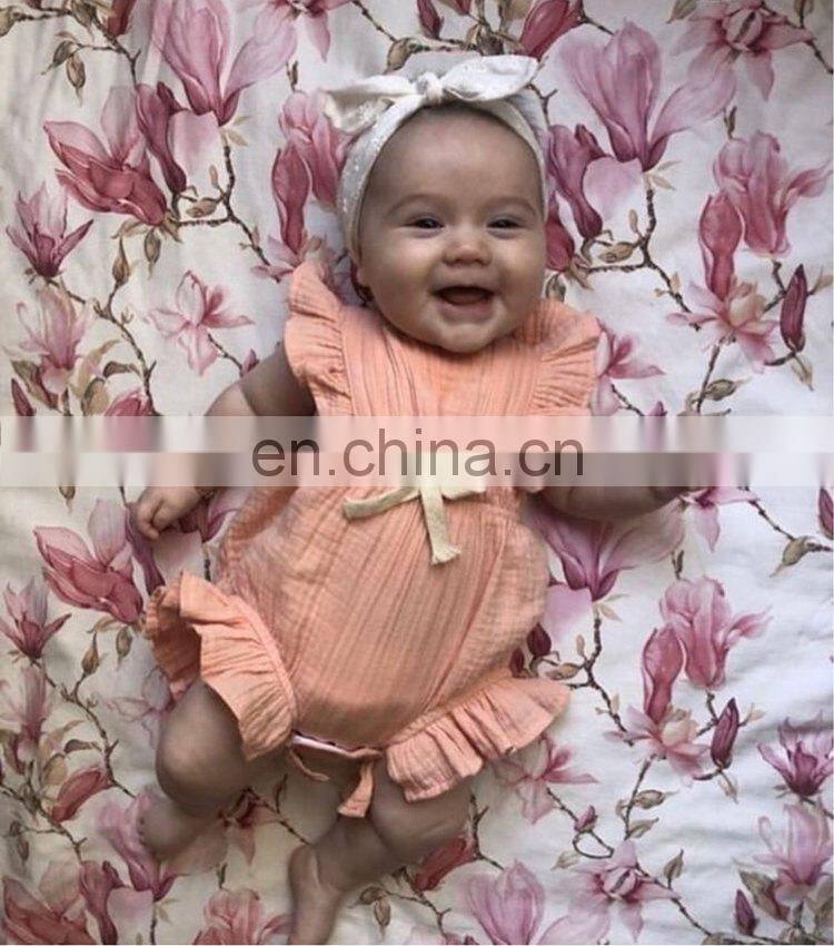 2019 summer New Design Baby Girl Summer Romper Bodysuits Cotton Flutter Sleeve Romper Outfits Clothes