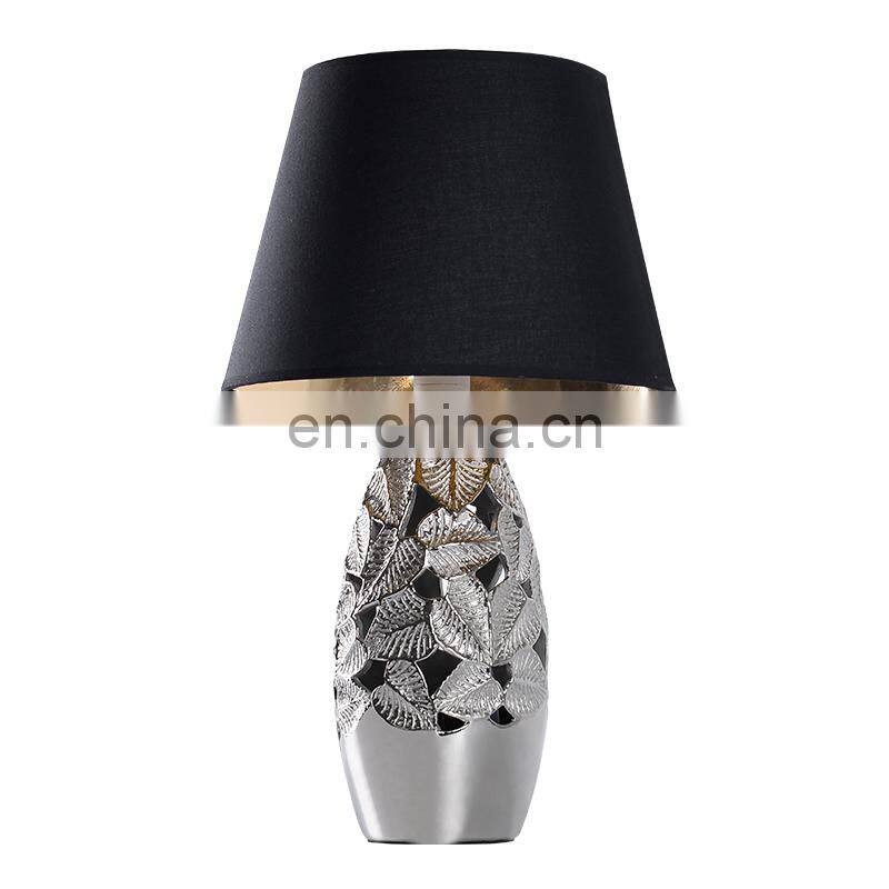 new design of rattan pattern ceramic desk lamp for indoor room