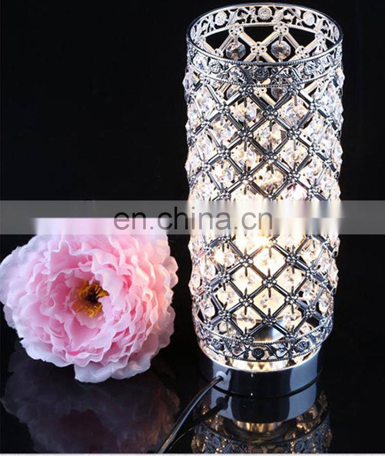 New metal bedroom bedside lamp eye protection living room hotel creative foreign trade LED gold crystal table lamp