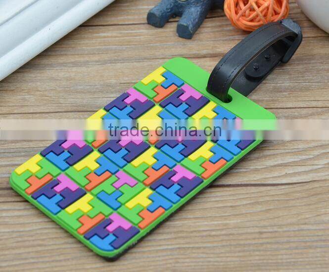 Silicone luggage tag, SGS approved Tetris pattern luggage tags