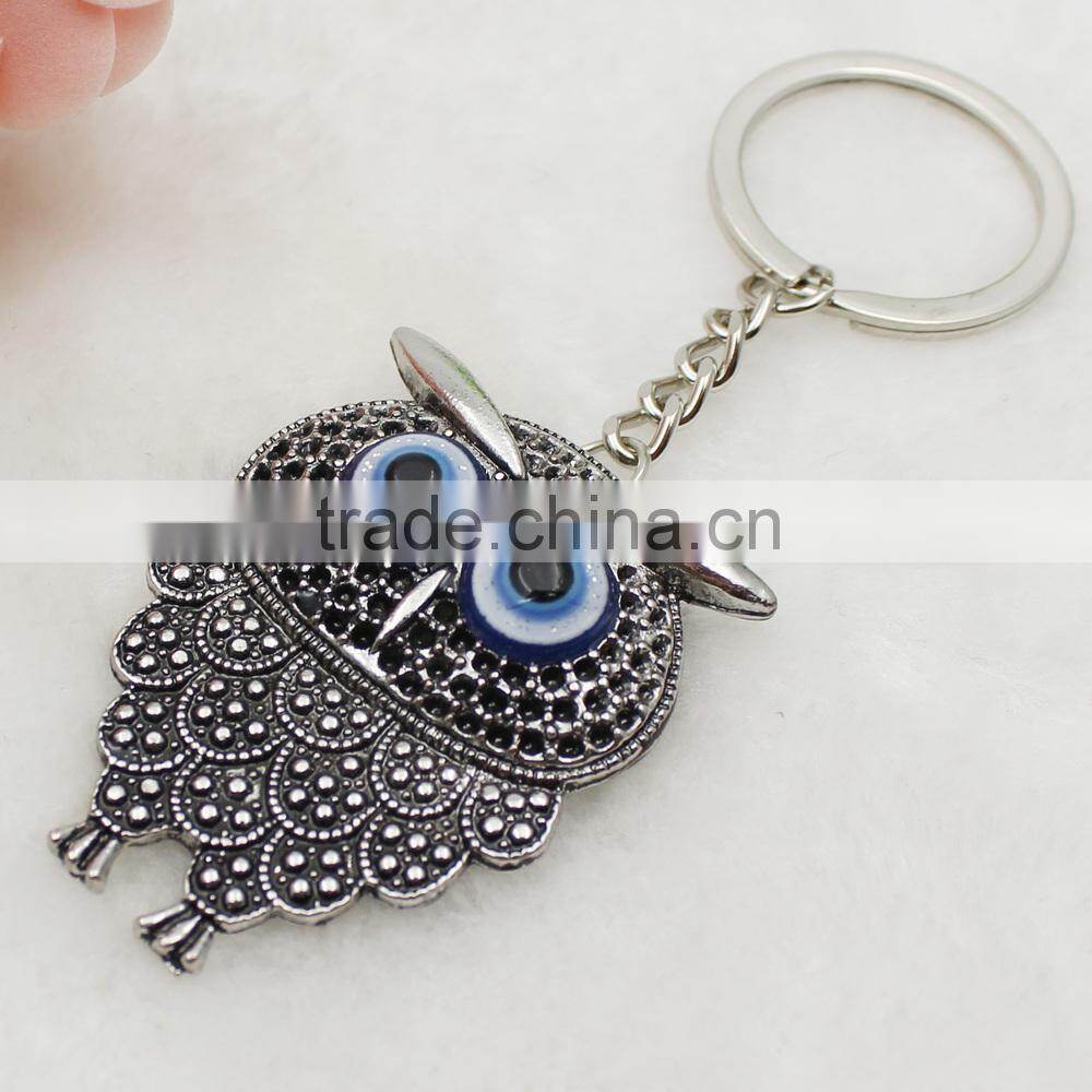 Islamic Blue Evil Eye Silver Owl Gift Pendant Keychain