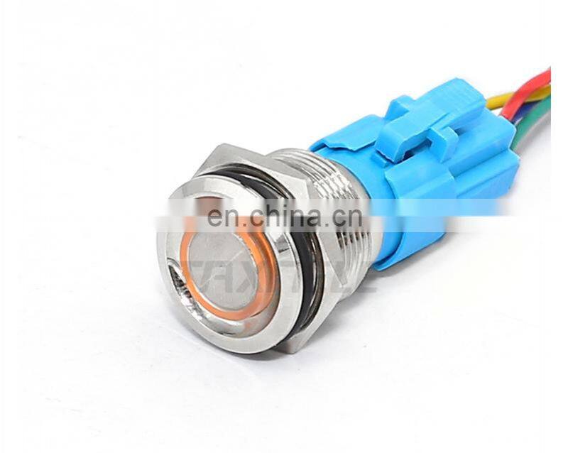 19mm Metal annular Push Button Switch 12V 24V 110V 220V LED Lamp Illumination Waterproof Momentary Latching Switch Ring Light