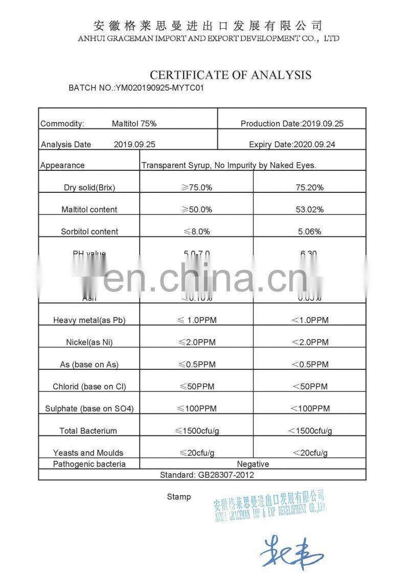 Maltitol syrup 75% liquid heath sweetener
