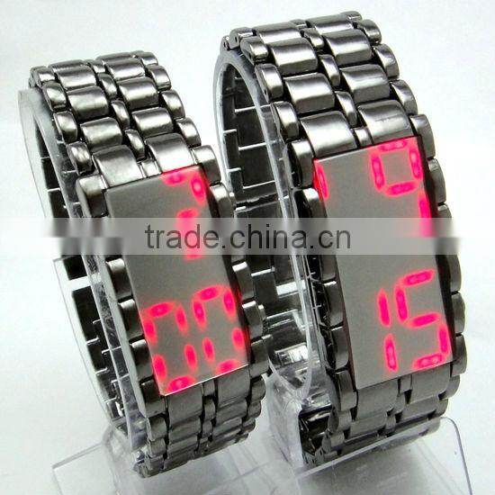2013 latest and hot products iron samurai lava style led watch