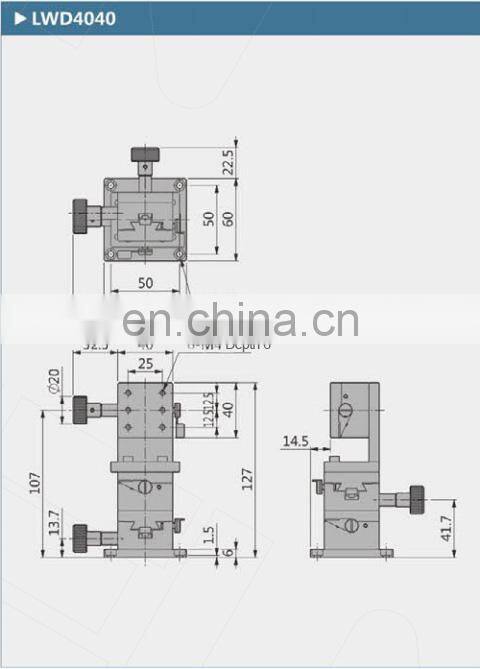 LWD4040 XYZ 40x40mm Trimming Platform Dovetail Manual Sliding Table For CCD Position Lab Optical