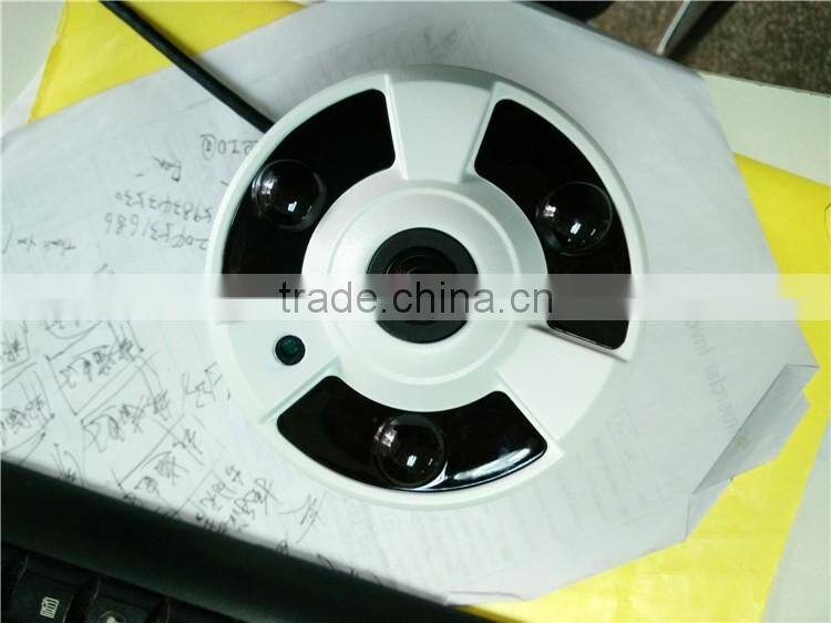 Cloud CMS/APP/Web Online Monitor Metal Casing 360 Degree Fisheye Lens IP Camera 1080P@25FPS Equipped with 1/2" Sony CCD Sensor