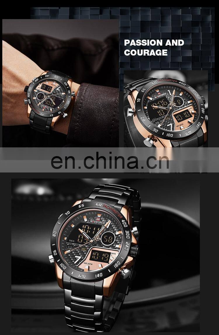 NAVIFORCE NF9171 Luxury Man Wrist Watches Japan Quartz Digital Gold Time Original Charm Watch
