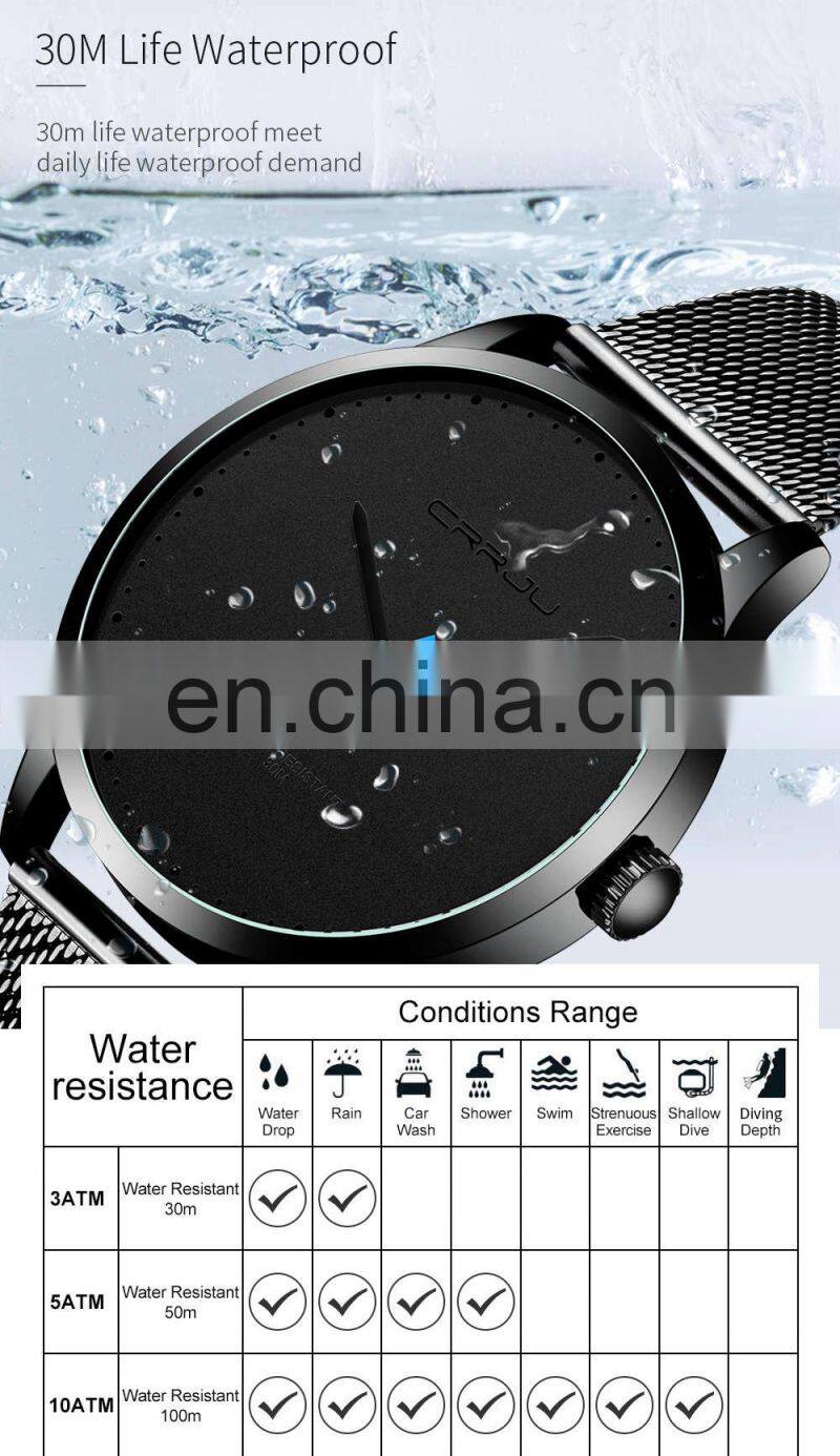 Crrju 2167 New Minimal Men Quartz Watches Stainless Steel Luxury Original Crrju Watch