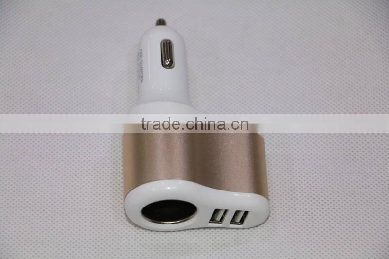 Multi car adapter new design 12V car cigar lighter adapter with two USB output with english retail box