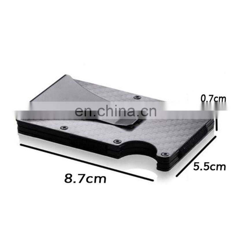 2021 New Minimalist Carbon Fiber Card Case With Money Clip Aluminum Wallet metal Rfid Credit Card Holder wallet rfid blocking