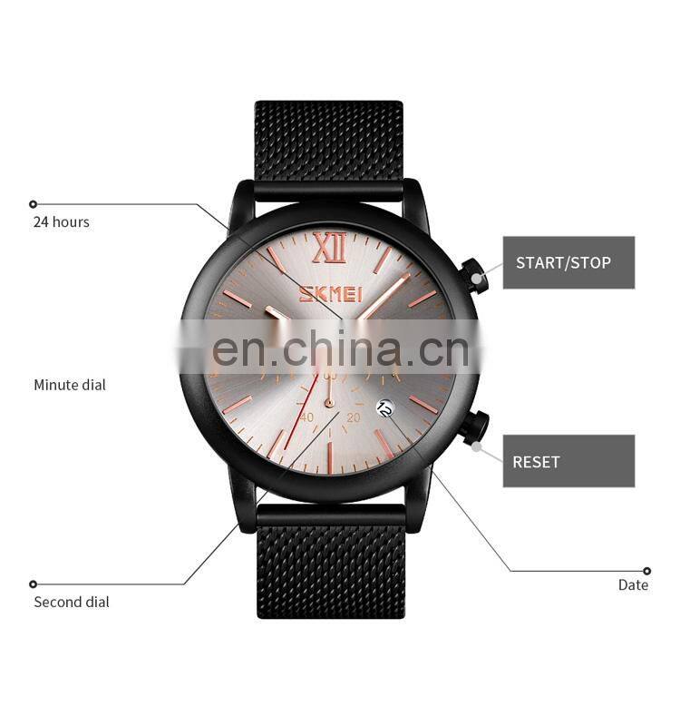 Brand your logo skmei 9203 stainless steel strap quartz men wristwatch waterproof 3ATM