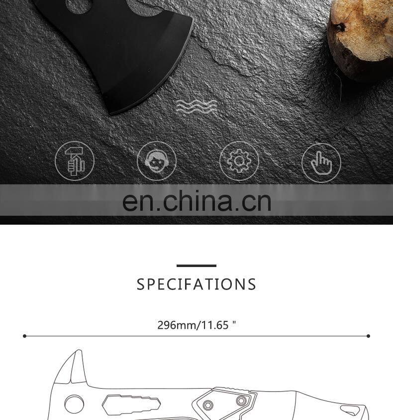 New outdoor multi-purpose open mountain axe with hexagon board hand and all black rubber handle fire axe