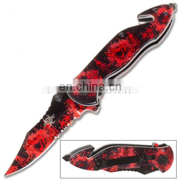 8.5"Series Glass Breaker Assisted Opening Emergency rescue Hunting Folding knife