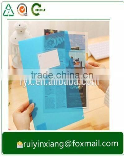 2016 new Plastic Clear A4 PCustom L shape FolderP File Folder for promotional gifts,