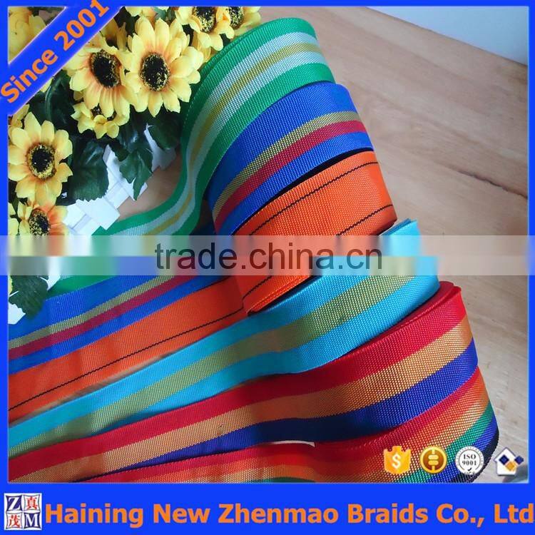 Wholesale colorful striped PP/polypropylene webbing for seat belt