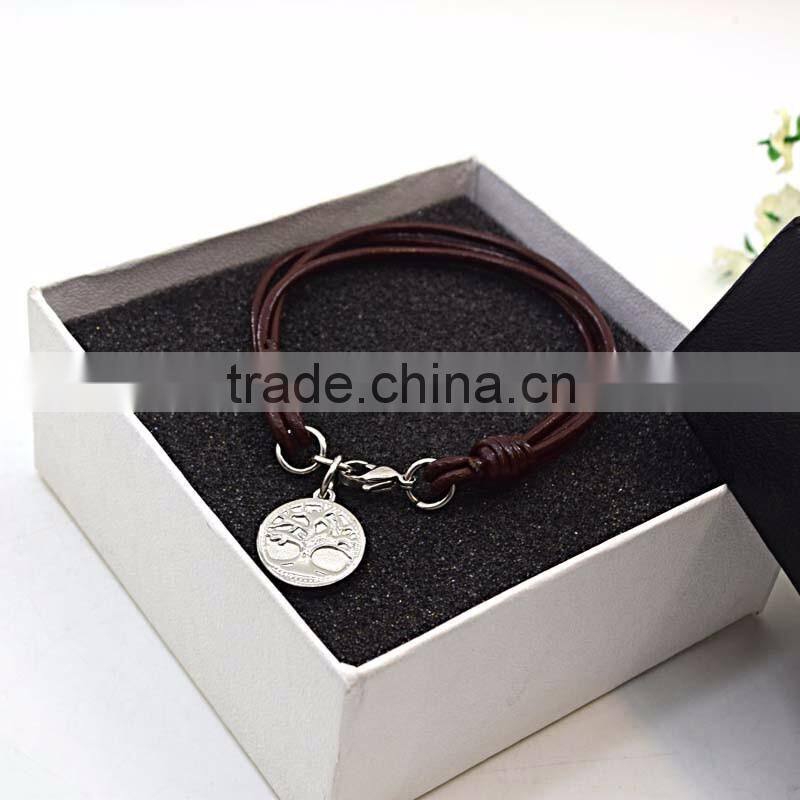 wholesale leather engravable bracelets with pendant mens leather bracelet
