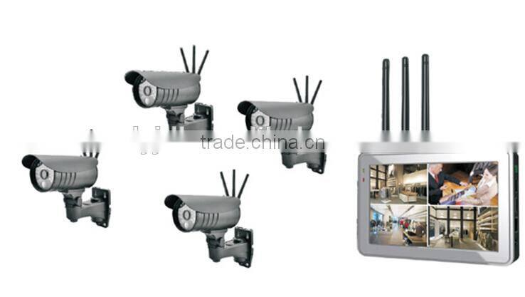 Wireless CCTV Camera Security System with 7" LCD monitor. WIFI DVR