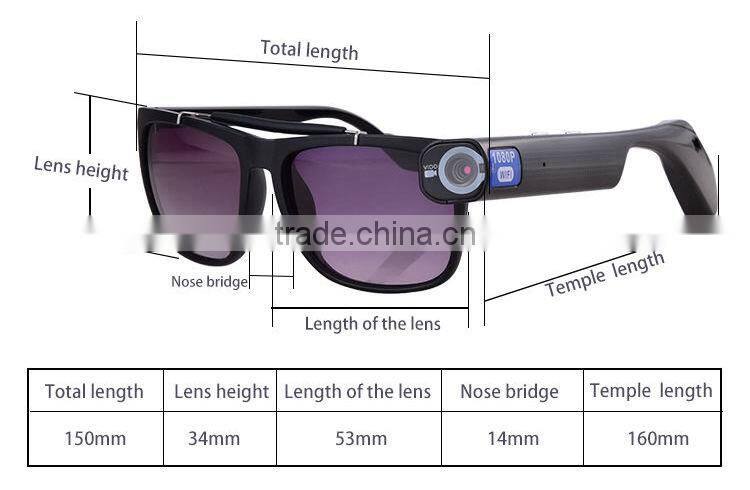 Smart Wearable Full HD Sunglasses Camera 1080P 30fps 720P 60fps Camera Glasses Wifi