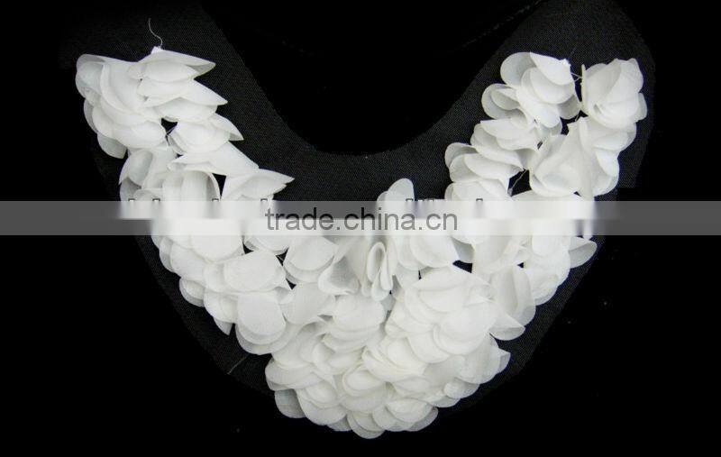 chiffon flower petals collar motif, petal chiffon neckline