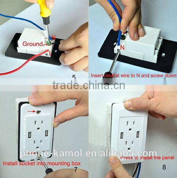 double US america Jingze universal electrical wall outlet usb wall plate/receptacle/outlet with usb output