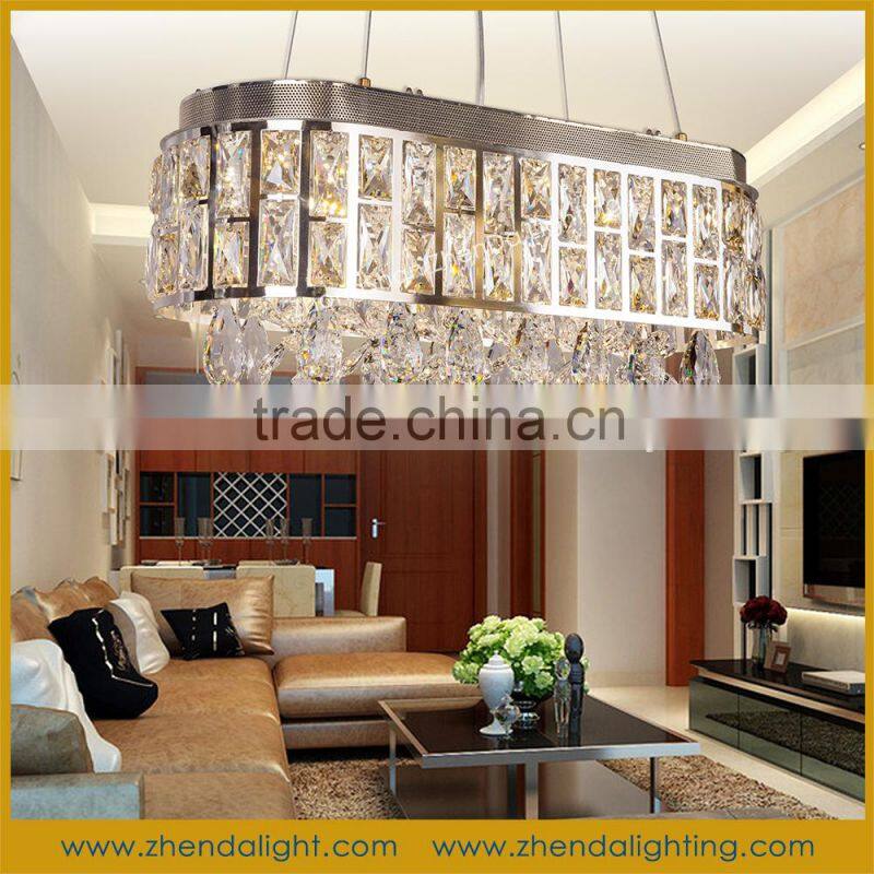 Big square LED crystal short chandelier with clear k9 crystal with lighting remote control