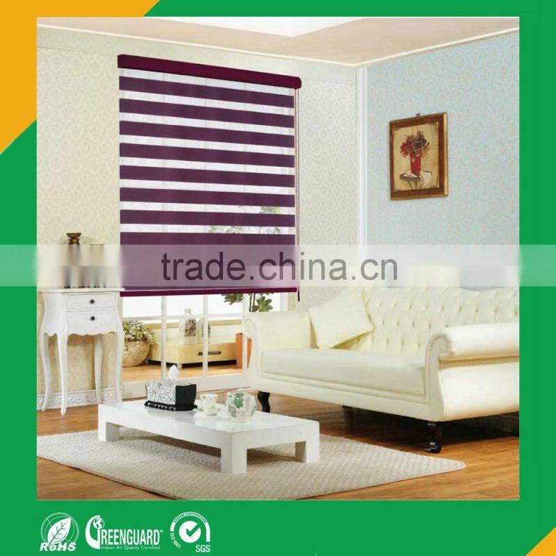 double layer single color zebra blinds used as roller blinds for home and curtain blinds