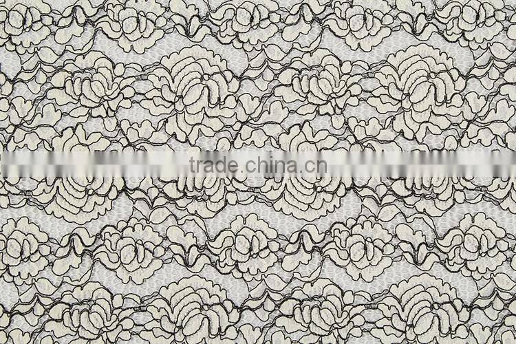 wholeale cheap high quality white cord lace fabric for sale