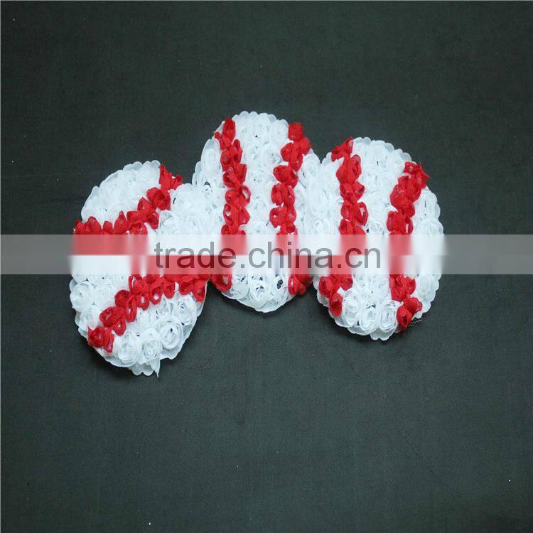 Non-frayed Chiffon Shabby Baseball Flower In Pieces For Baby Hair Flower