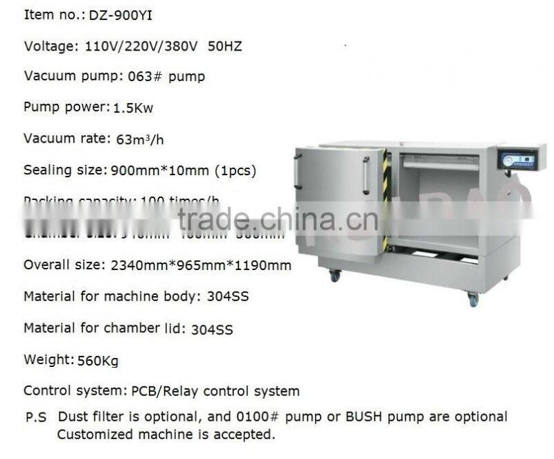 bottom price large size anti-oxidation two chambers vertical type vacuum packer with 900mm sealing bar