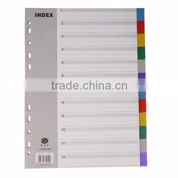 Wholesale A4 10 and 12 Pages PP Index Divider, Office Stationery 11 Hole Loose-leaf File