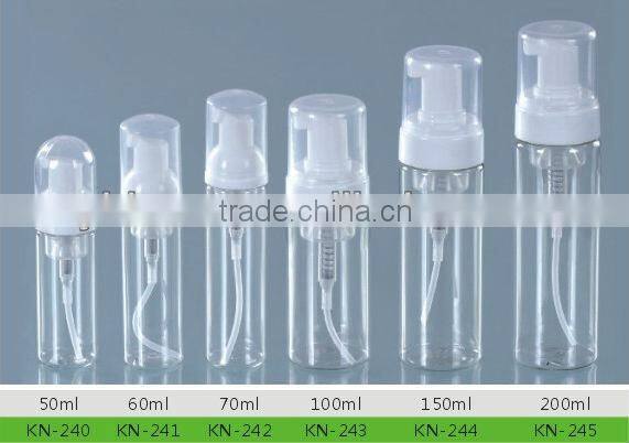 50ml PET/HDPE empty plastic foam pump bottles, empty cosmetic foaming pump bottles