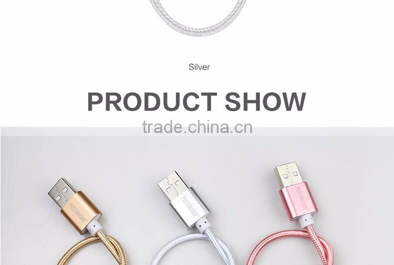 25CM Mini Nylon Metal Micro USB Cable Colorful Mobile Phone Cable for iPhone/Android/Type C