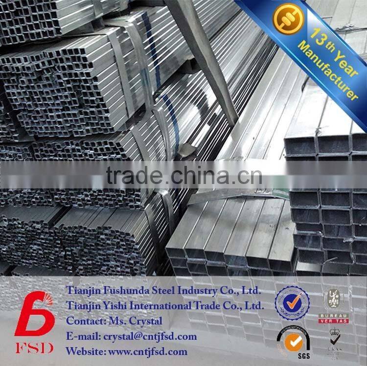 q195 thin wall pre galvanized square steel tube sizes