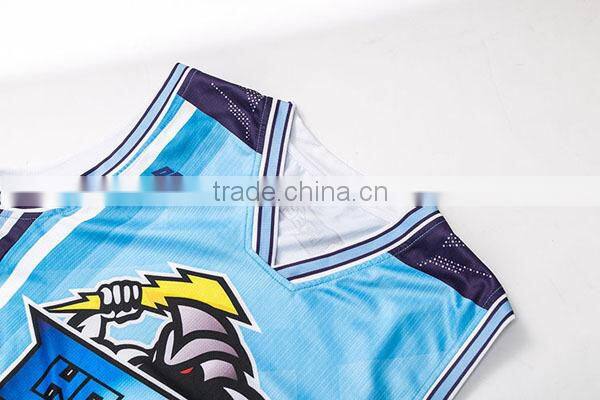 Full sublimated custom made cartoon pattern basketball uniform own logo