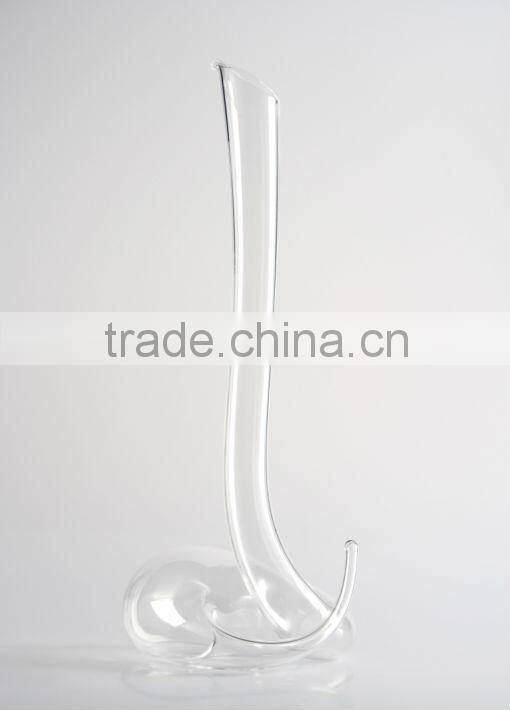 Elegant Art Glass Clear Handle Wine Port Sherry Decanter Carafe