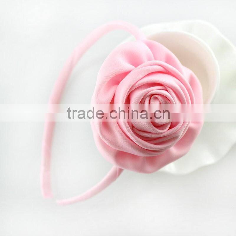 Satin Rolled Rose Headband,Headmade Flower Headband For Kids