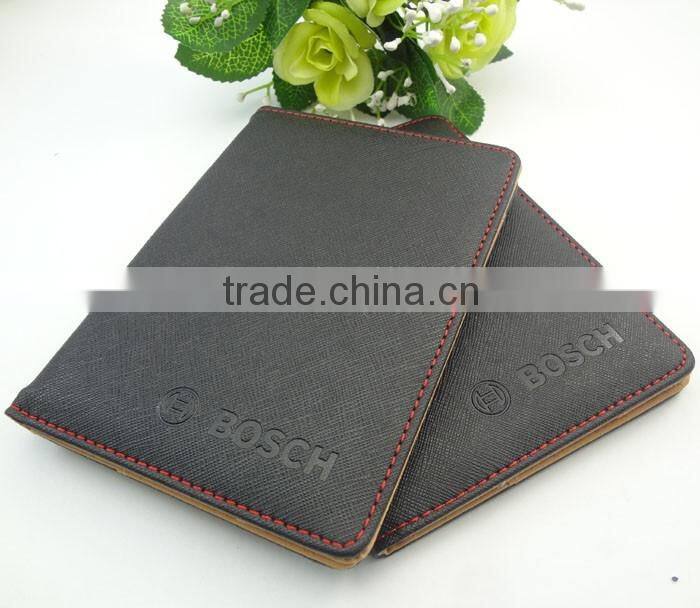 embossed logo black pu custom passport cover